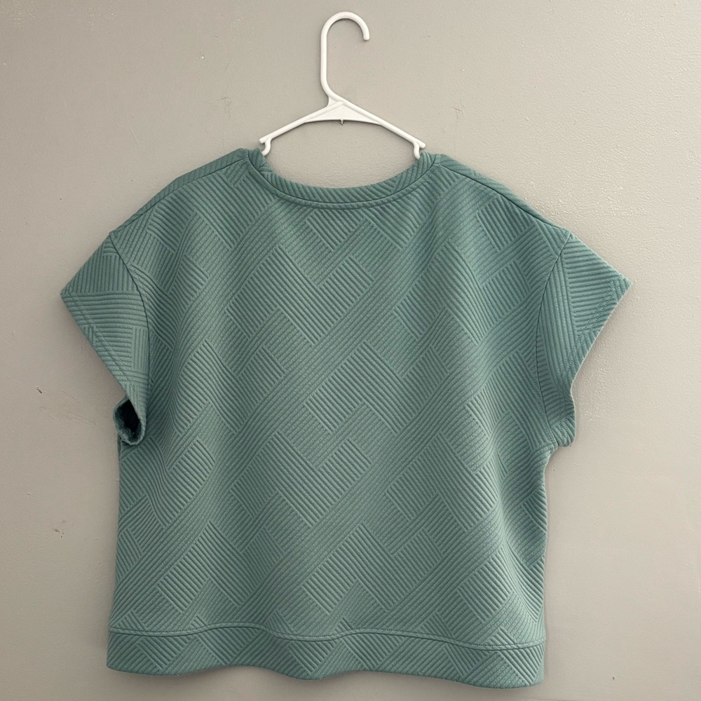 Green Oversized Boxy Cap Sleeve Top - Picture 2 of 5